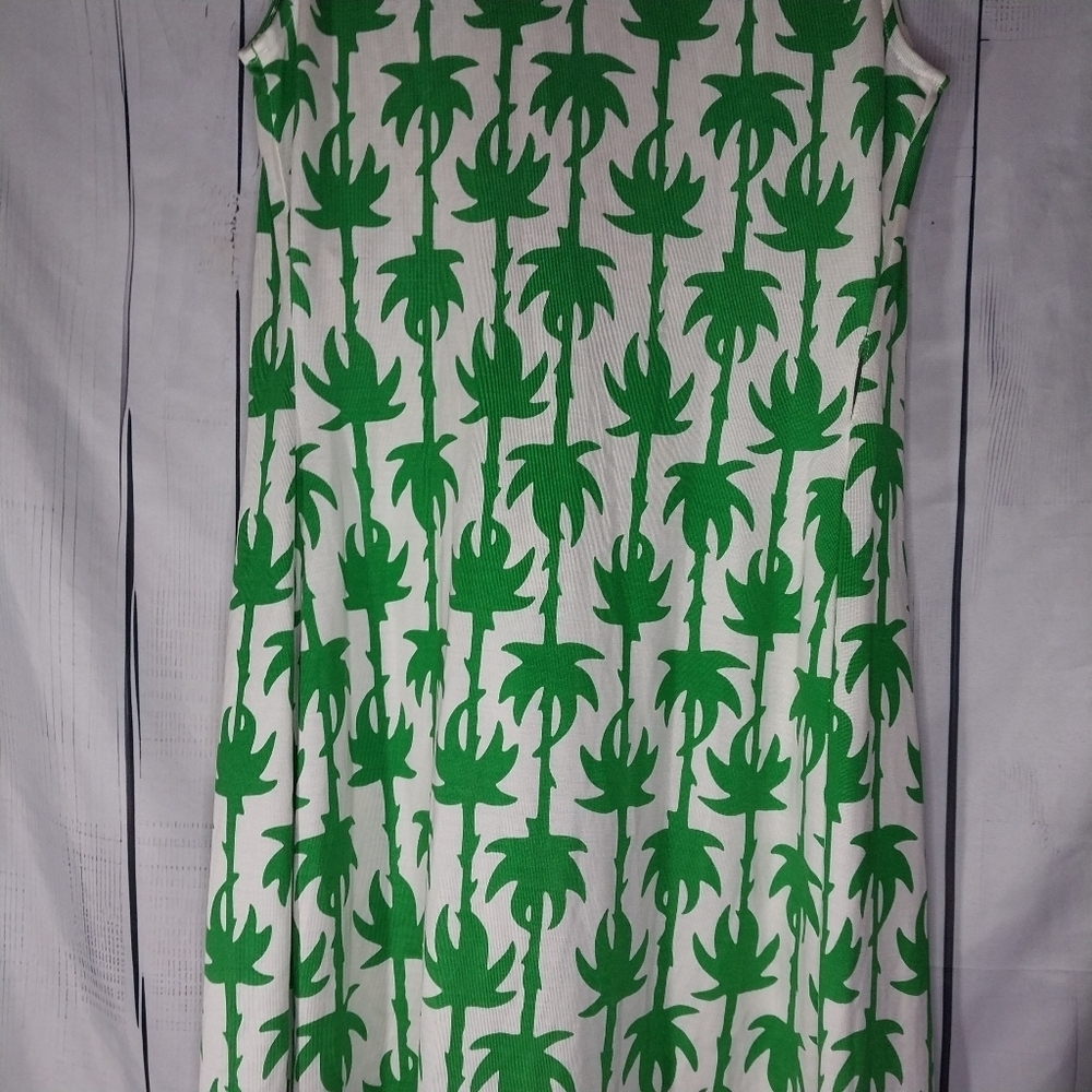 Diane Von Furstenberg Green Palm Sleeveless Yahzi Silk Jersey Wrap Dress - Picture 10 of 13